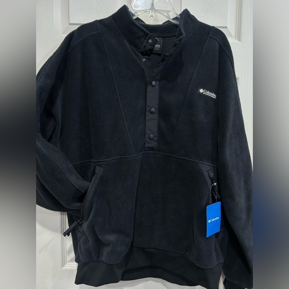 Columbia Men's L Large Wintertrainer Fleece Pullover Black Jacket NWT Cozy